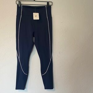 Fabletics Navy Leggings with White Piping- Motion 365